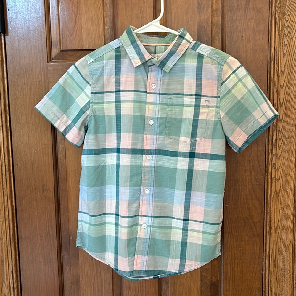 Cat & Jack Boys Button Down Short Sleeve Shirt - Size YM